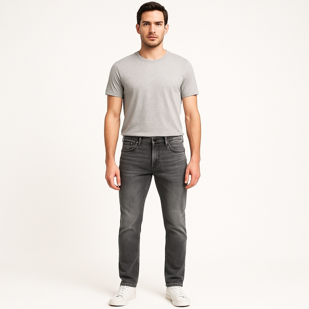 Free Planet gray sustainable denim jeans 28x30 slim straight stretch Mid Rise